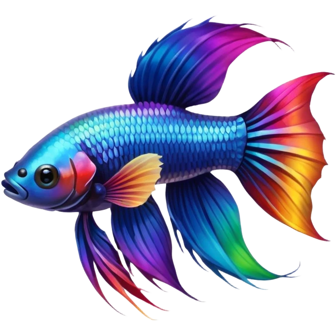 Pretty iridescent long fin betta fish realistic rainbow colors emoji