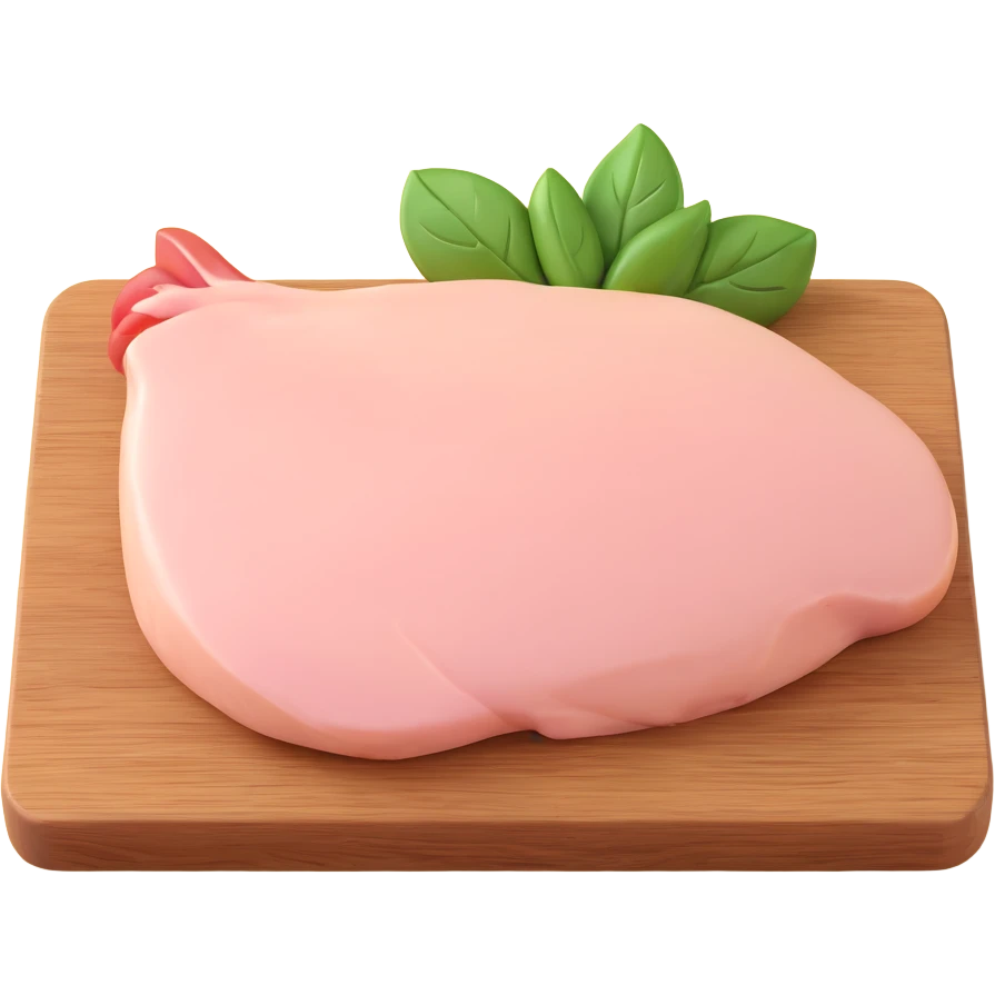 raw chicken breast on a wooden cutting board emoji