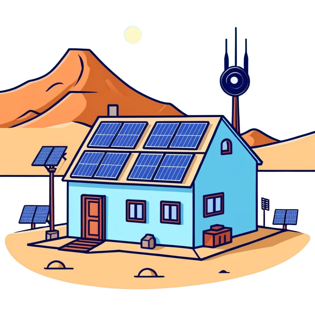 Desert outpost with solar panels and antennas emoji