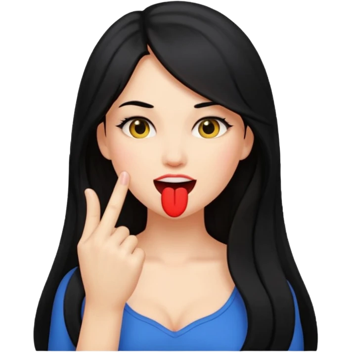 emoji biting finger flirty, and long black hair emoji