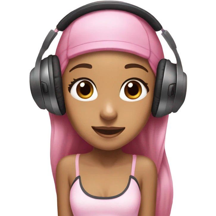 Ariana grande wearing headphones and pink 27C Nikes  emoji