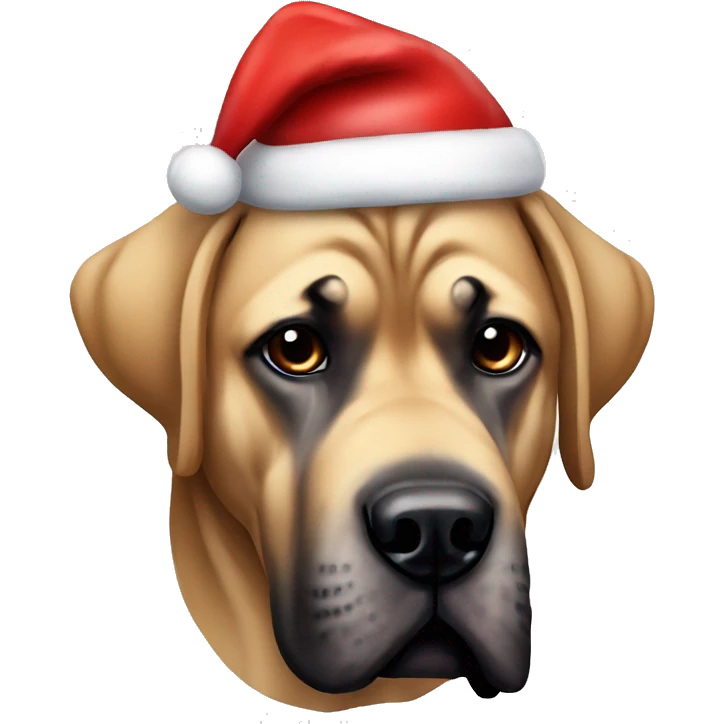 Mastiff wearing Santa hat emoji