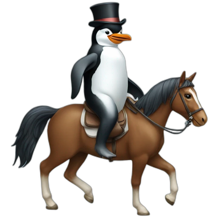 penguin riding a horse emoji