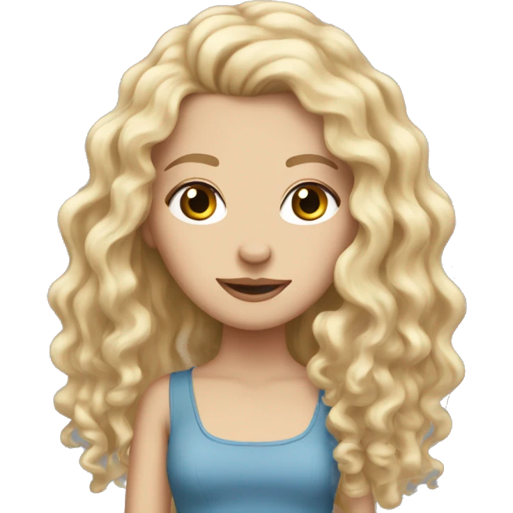 white girl with really curly very long blonde hair emoji