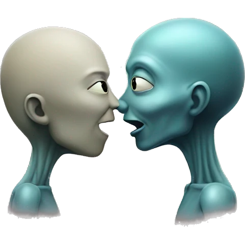 Human and aliens kissing emoji