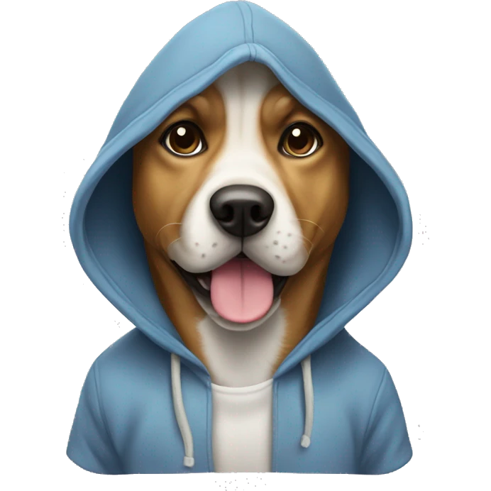 Dog wearing hoodie with hat on emoji
