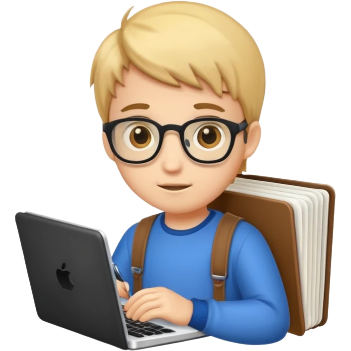 Cute boy programmer with notebook emoji