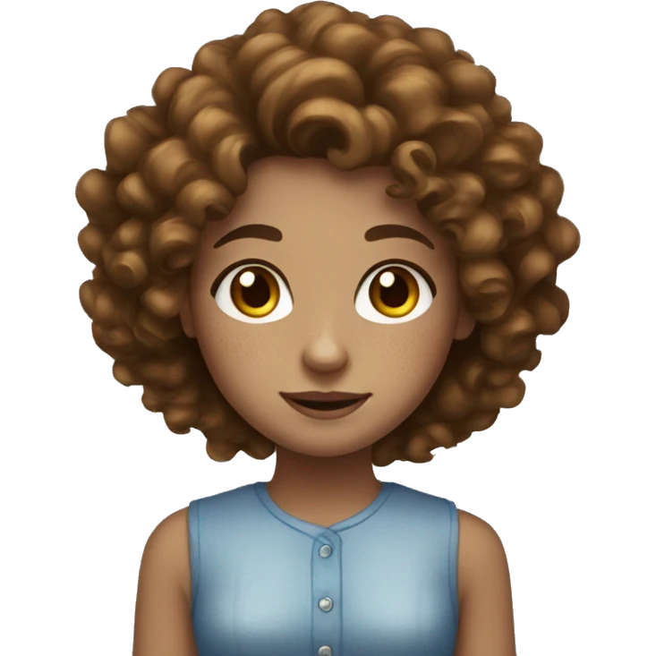 girl with brown curly hair blue eyes and freckles emoji