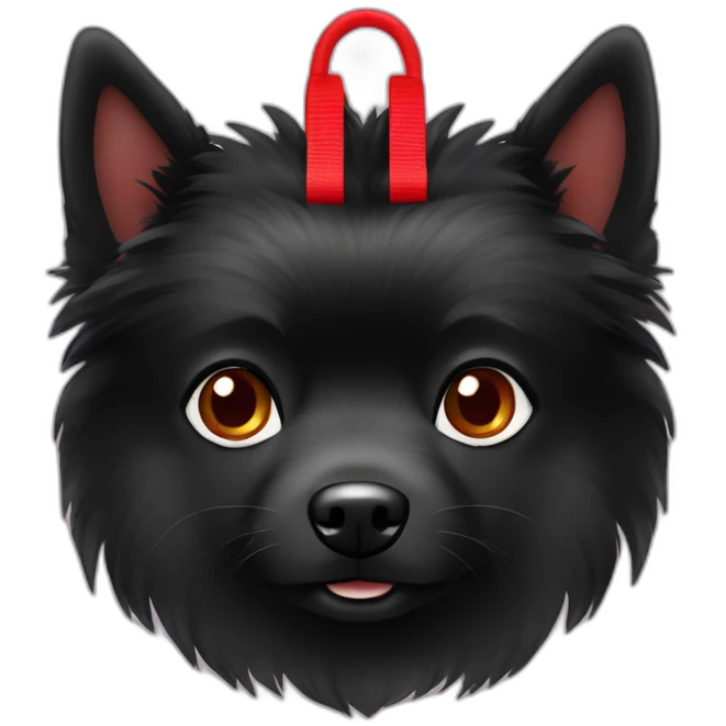Black Spitz with red harness emoji