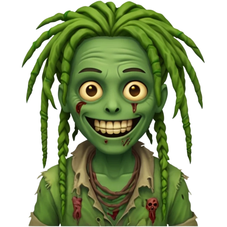 Make a image of a zombie with dreads make it like a emoticon not as sary emoji