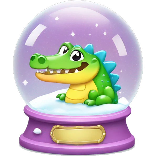 Kawaii rainbow pastel bedazzled crocodile in an under the sea snow globe  emoji