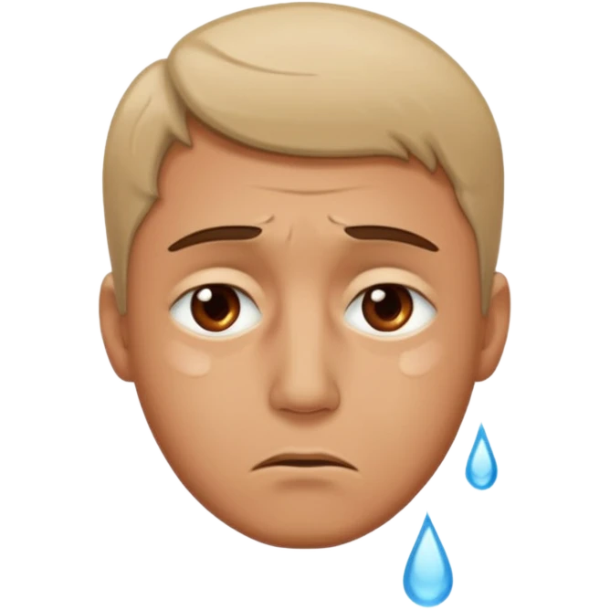 Man with a slightly reddened, sad face, a tear flowing from his eye down his cheek emoji