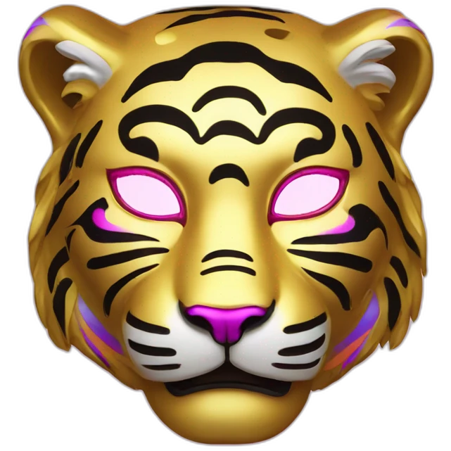 gold rainbow neon tiger Japanese mask emoji