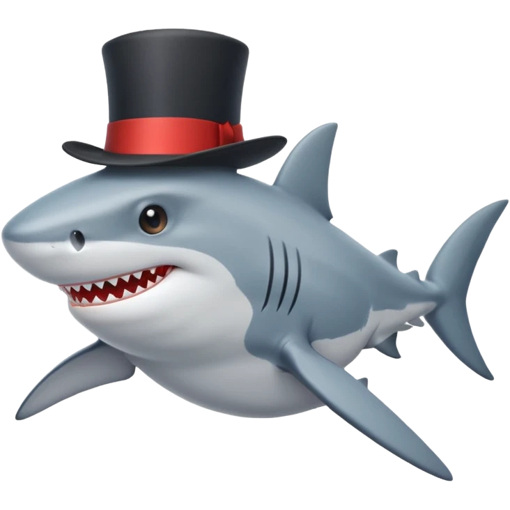 Shark with a top hat emoji