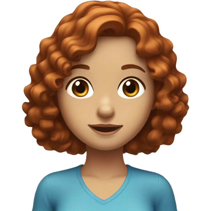 girl shoulder length auburn wavy to curly shoulder length hair blue eyes emoji