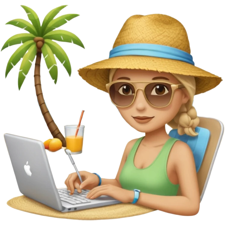 nutricionist with a computer at the beach emoji