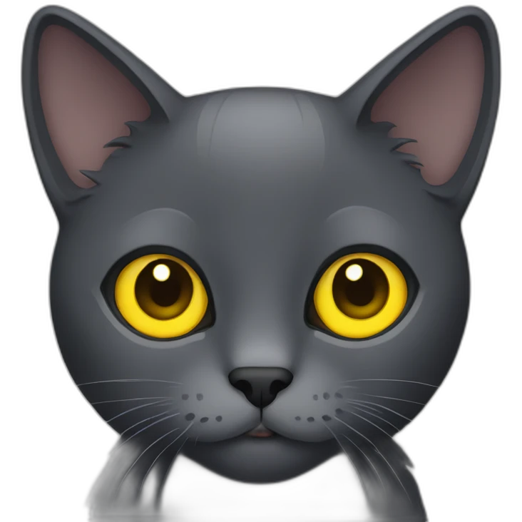 dark grey cat with yellow eyes emoji
