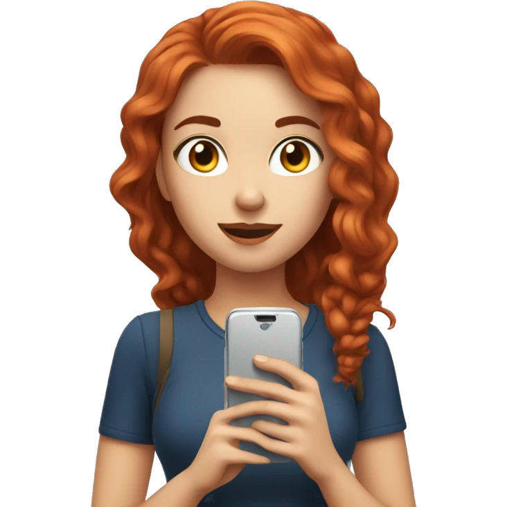 rehead girl making selfie with phone  emoji