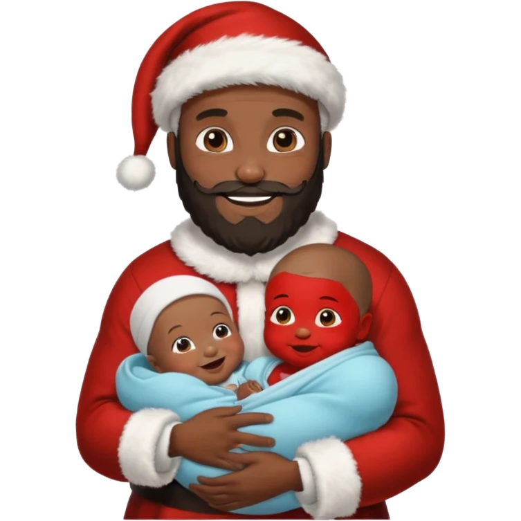 black Santa holding baby  emoji