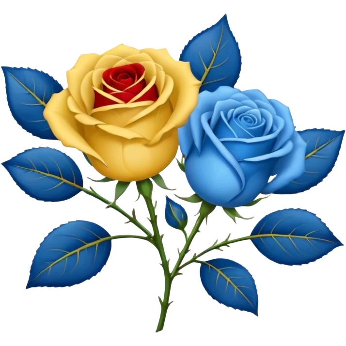 One Yellow 🌹 and one blue flower 🌹 on with red band  emoji