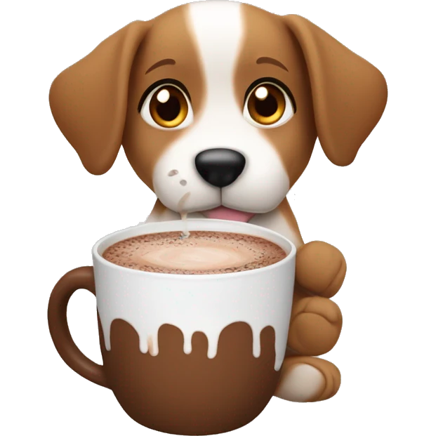 Puppy drinking hot chocolate ￼ emoji