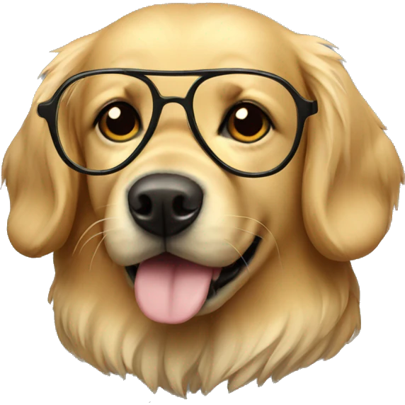 Golden retriever glasses emoji