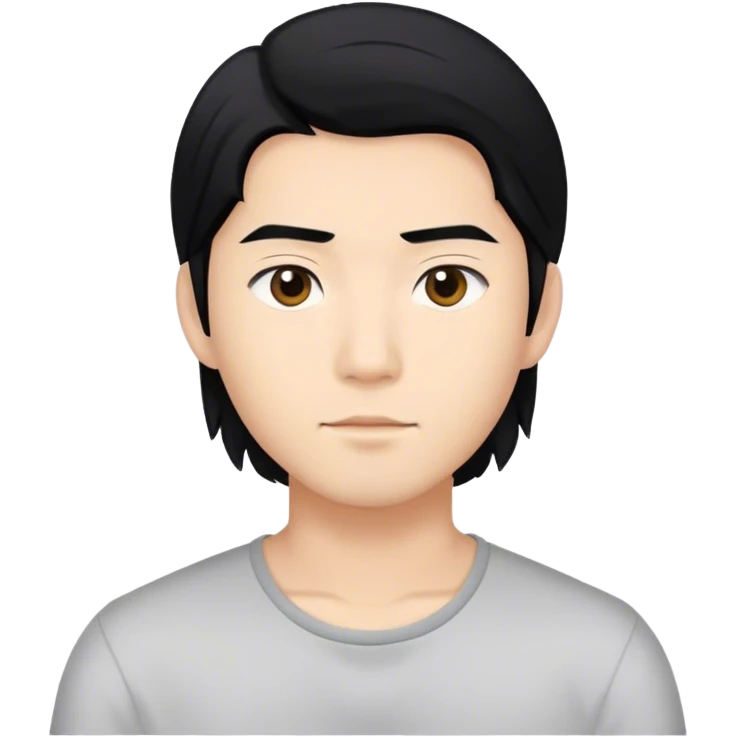 young asian men with long hair to his shoulders emoji