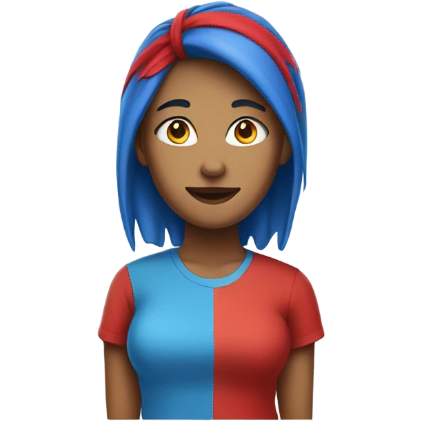 a woman blue hair in red tshirt emoji