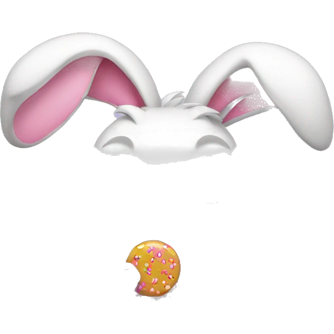 Rabbit eating candy wearing pink bow emoji