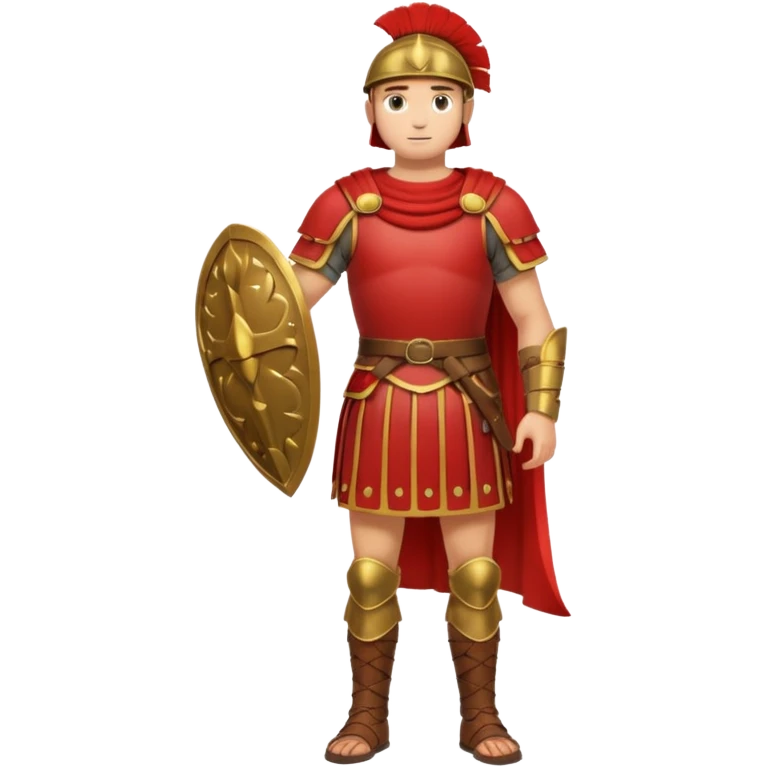 roman soldier without armor,without weapons and shield, just red clothing and fullbody view emoji
