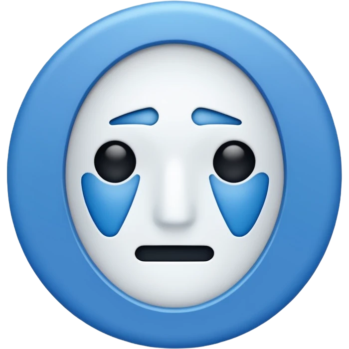 Blue circle with irregularities on it on it is boundaries and it should have a white tick no face emoji