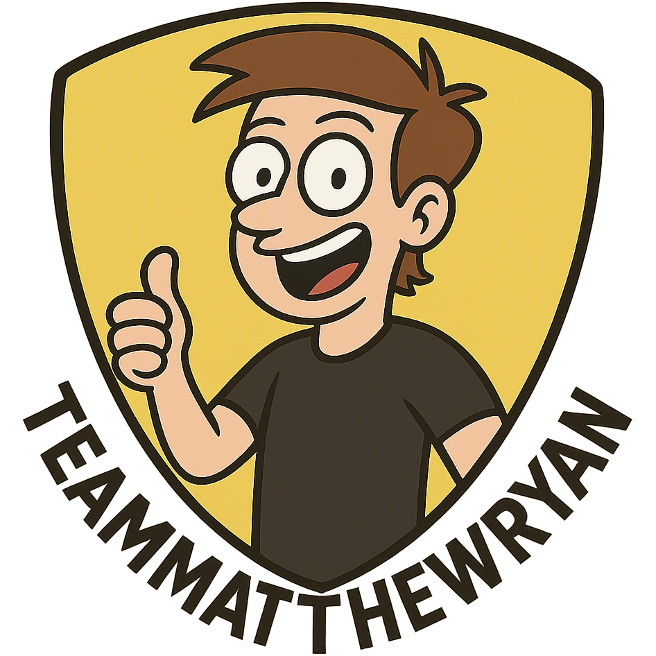 TeamMatthewRyan as a luxury sports car logo inspired by Lamborghini, flat-toon style emoji