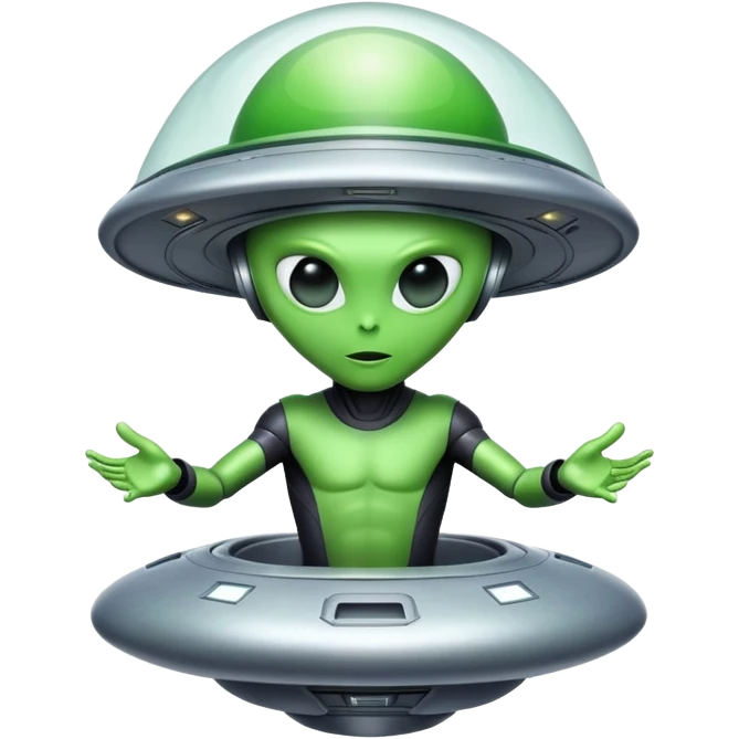 alien piloting a UFO spaceship emoji