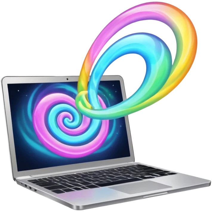 laptop with magical aura emoji