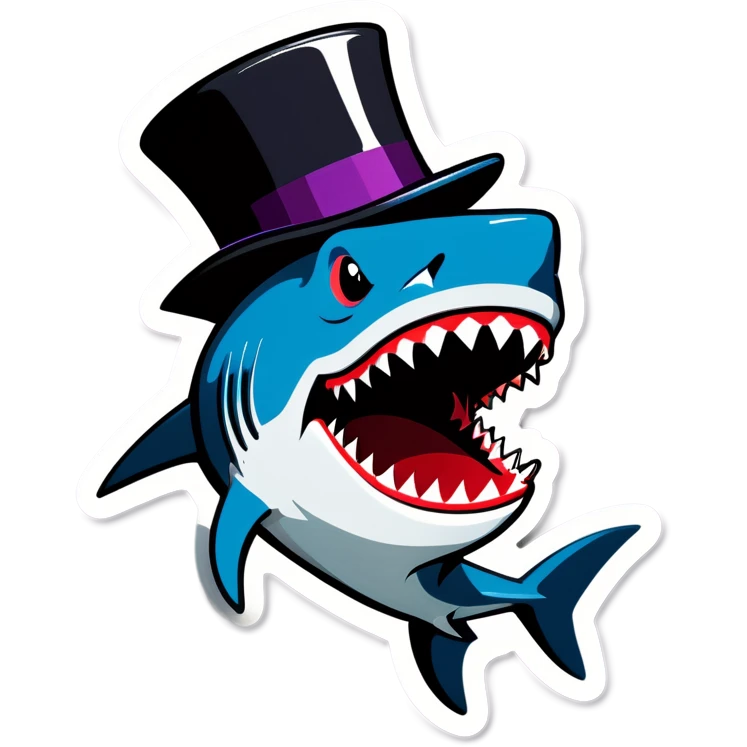 Shark with a top hat emoji