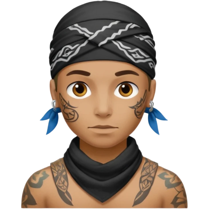 a human with bandana and tattoo emoji