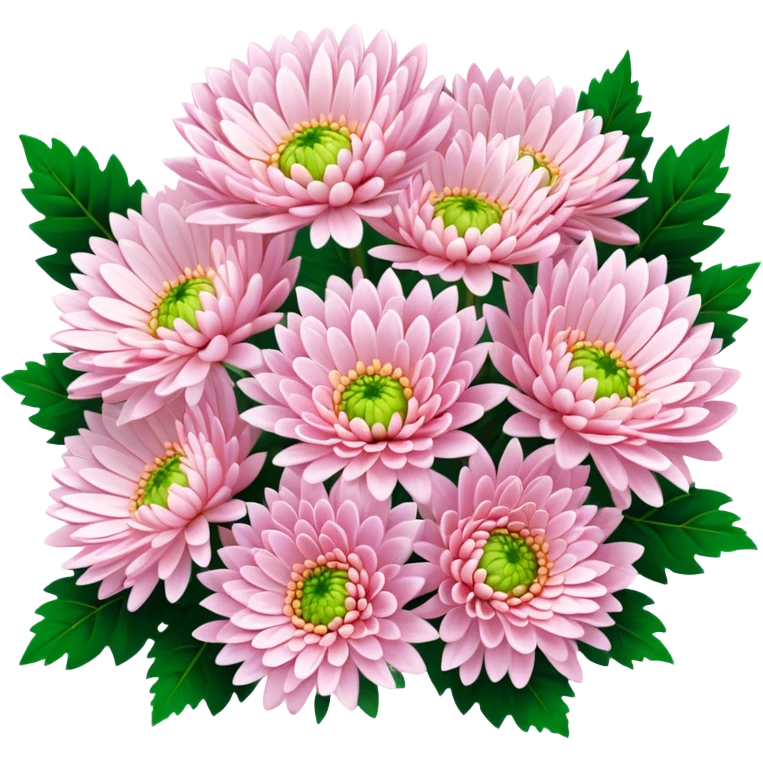 big bouquet Soft Pink Chrysanthemum, luxuriant, leaf, bud emoji
