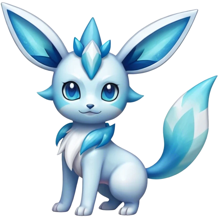 Shiny Cool Sparkly Cute Ethereal Glaceon-Sylveon-Vaporeon-Fakemon-hybrid-fusion- full body emoji