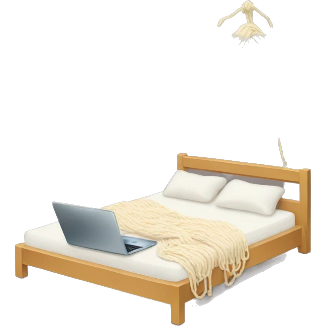 Bed + laptop + yarn emoji