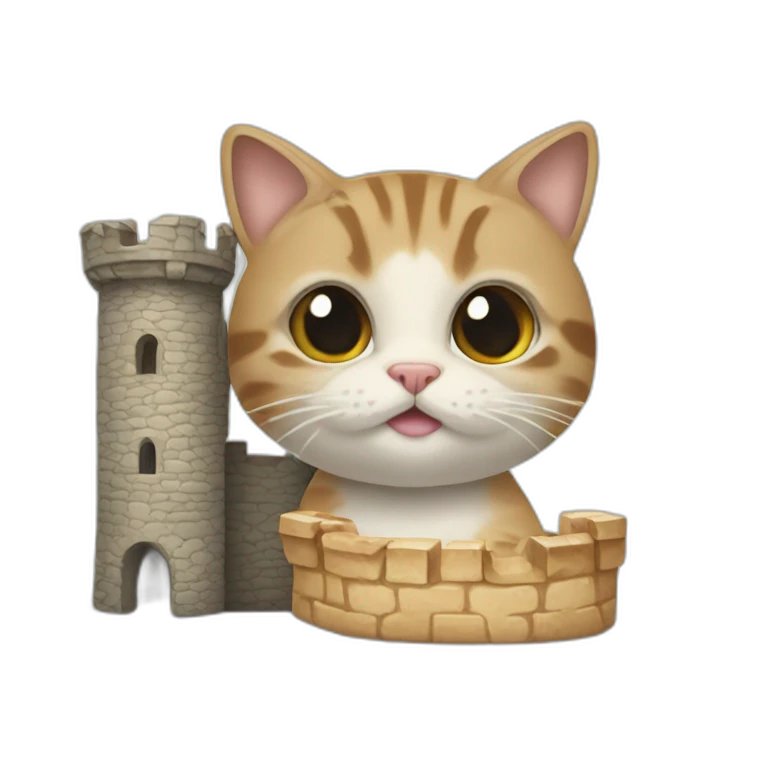 Un chat qui mange un château emoji