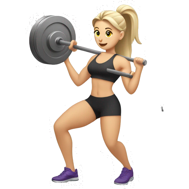 fitness white girl and barbell with discs emoji