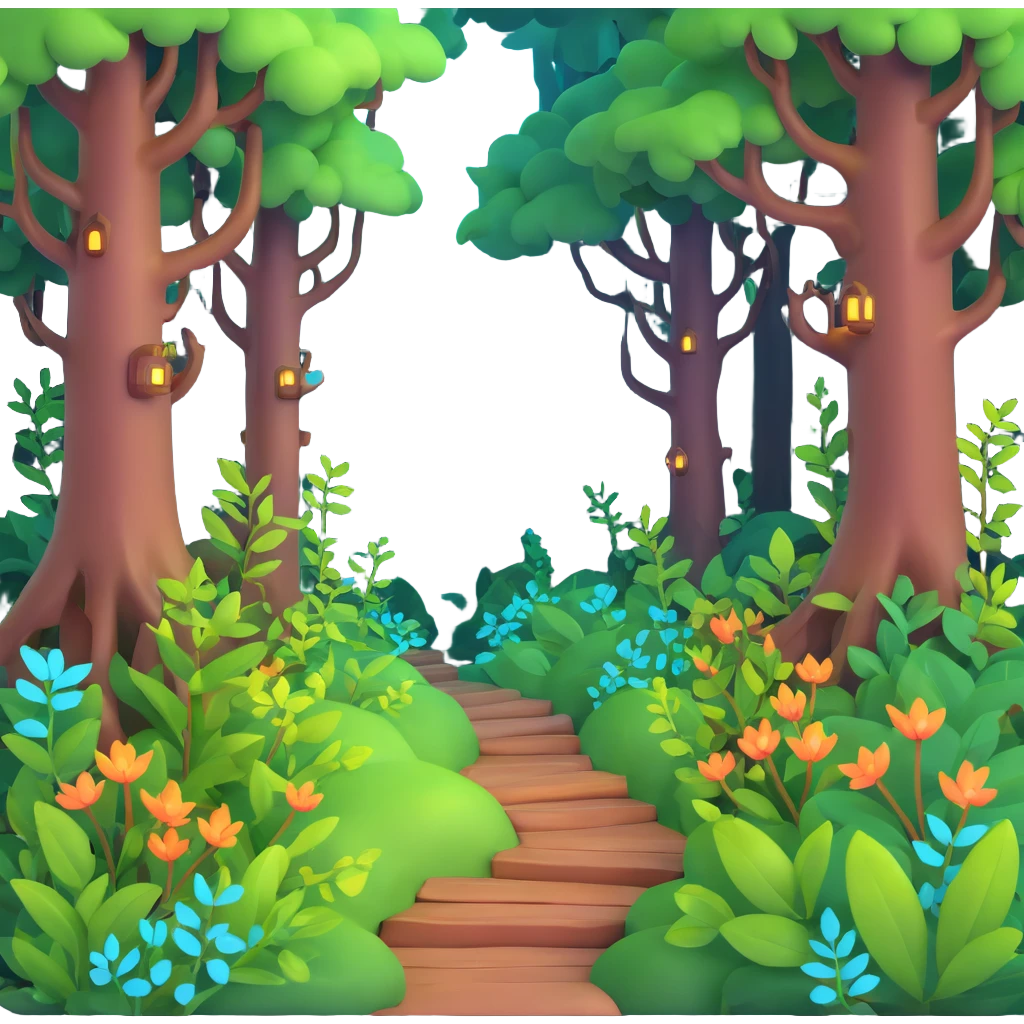 enchanted forest with glowing plants and magical atmosphere emoji