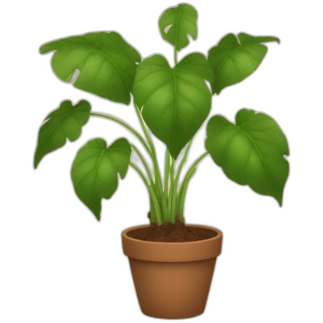 plant with lots of big stems and big leaves in a brown flower pot emoji