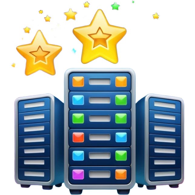 web hosting agency plan, server with multiple stars emoji