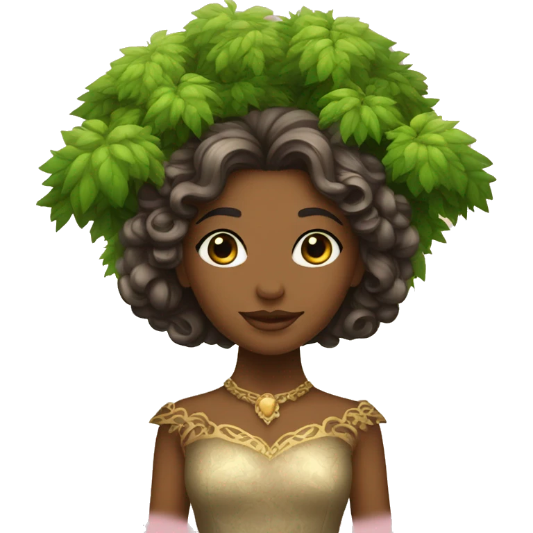 Princesa del bosque con piel de arbol emoji