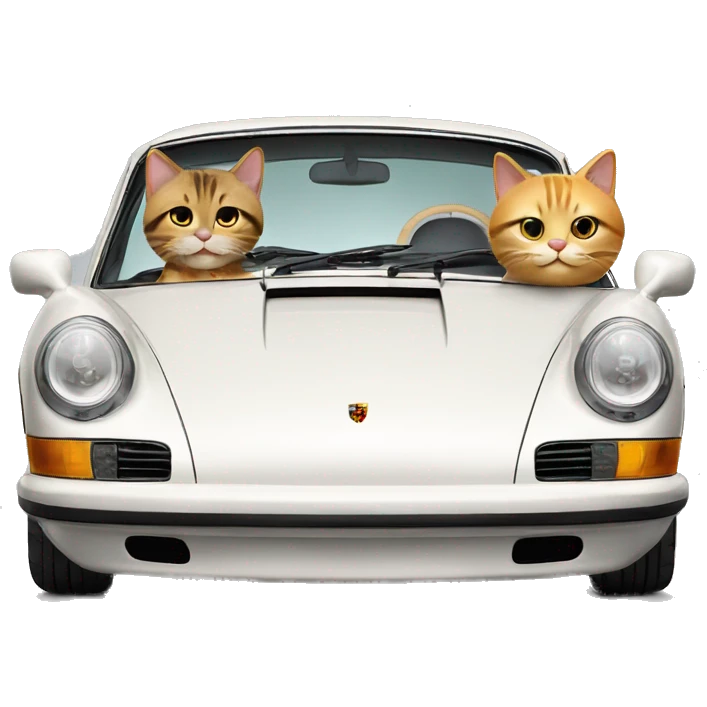 three cool cats in a porsche emoji