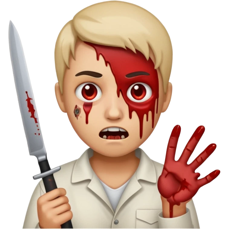 Insane scared injured person with a knife in the classic emoji style  emoji
