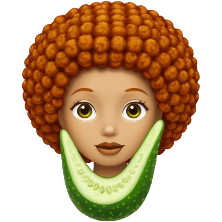cucumber with redhead afro hair emoji
