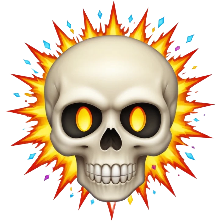 skull with cartoon explosion effect emoji style emoji
