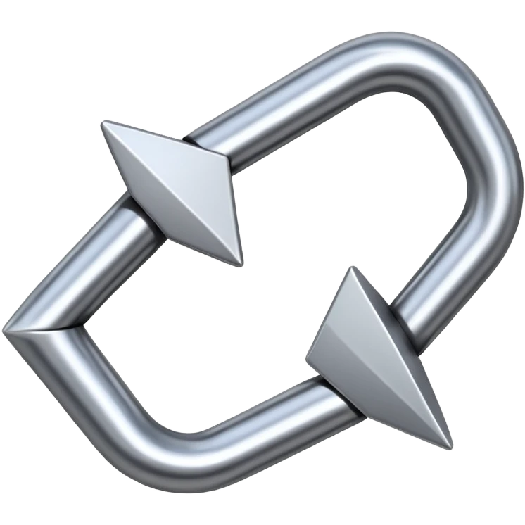 iOS emoji of a chain link morphing into a rightward arrow, conveying movement and guidance toward a goal, minimal and dynamic emoji